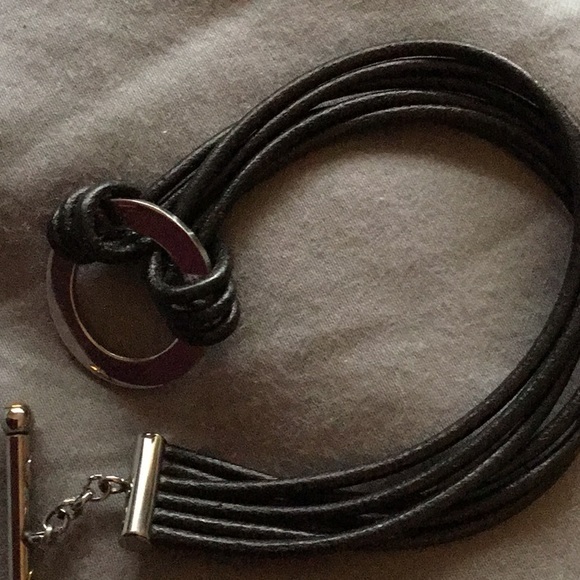 Jewelry - Black leather bracelet size 6 1/2- 7 inches